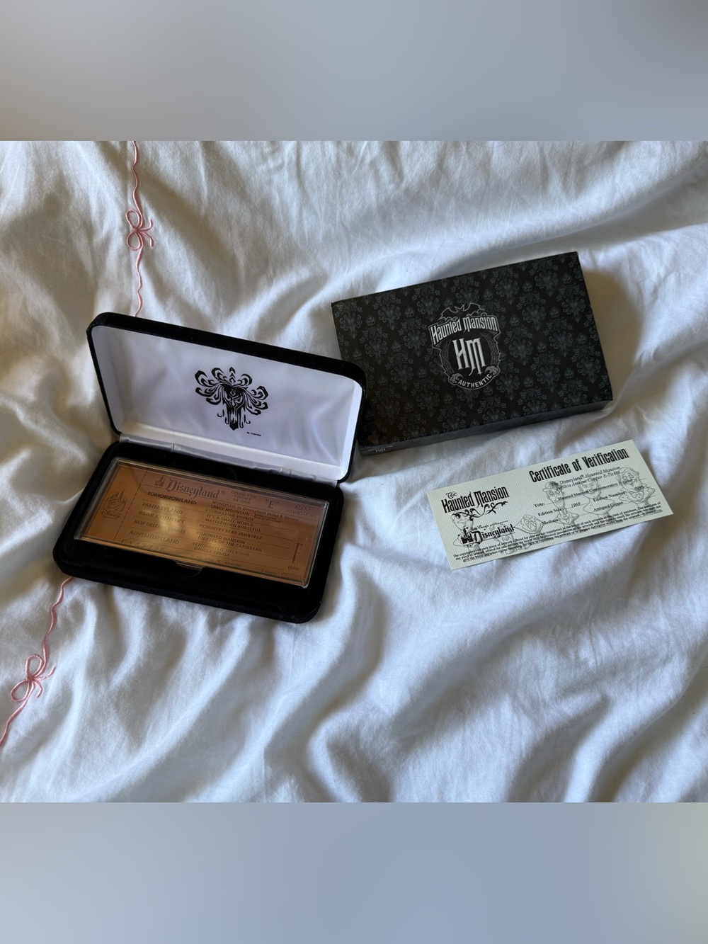 Disneyland Haunted Mansion E ticket Copper Collector Plaque with Black Case